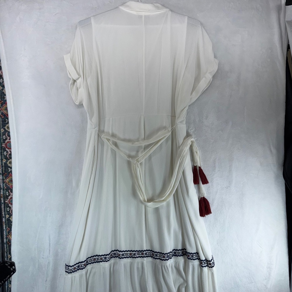 Now + Gen x Sonoma White Embroidered Tassel Belted Shirt Dress Plus Size 2X - Picture 6 of 10